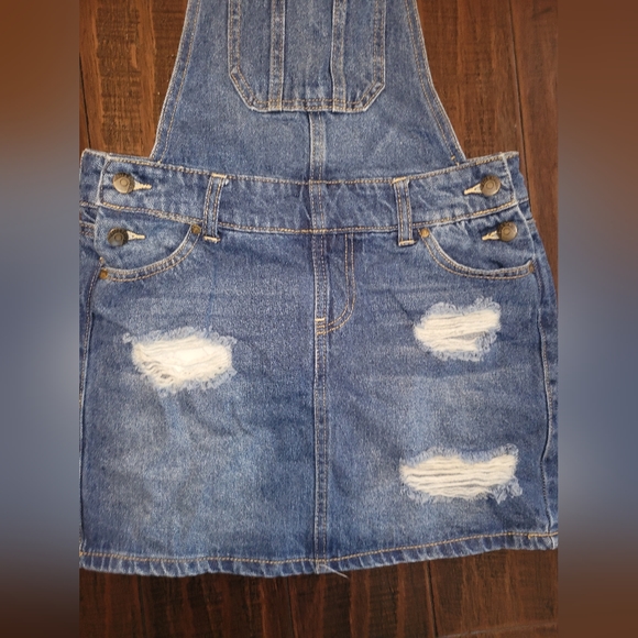 Blue Spice Distressed Overalls Jeans Dress sz 3 - Picture 2 of 7